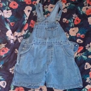 Denim overall shorts